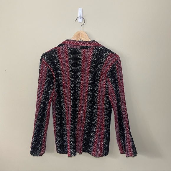 Cash Donna Blouse Lightweight Sparkle Linen Red / Black - Picture 3 of 7